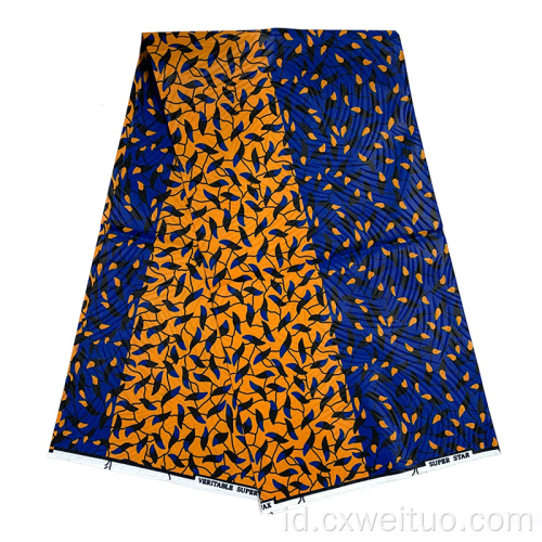 100% Polyester Ankara 6 yard Cetakan kain lilin
